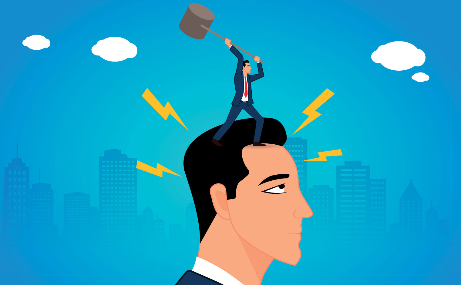 a cartoon dramatization of the pain caused by Tinnitus